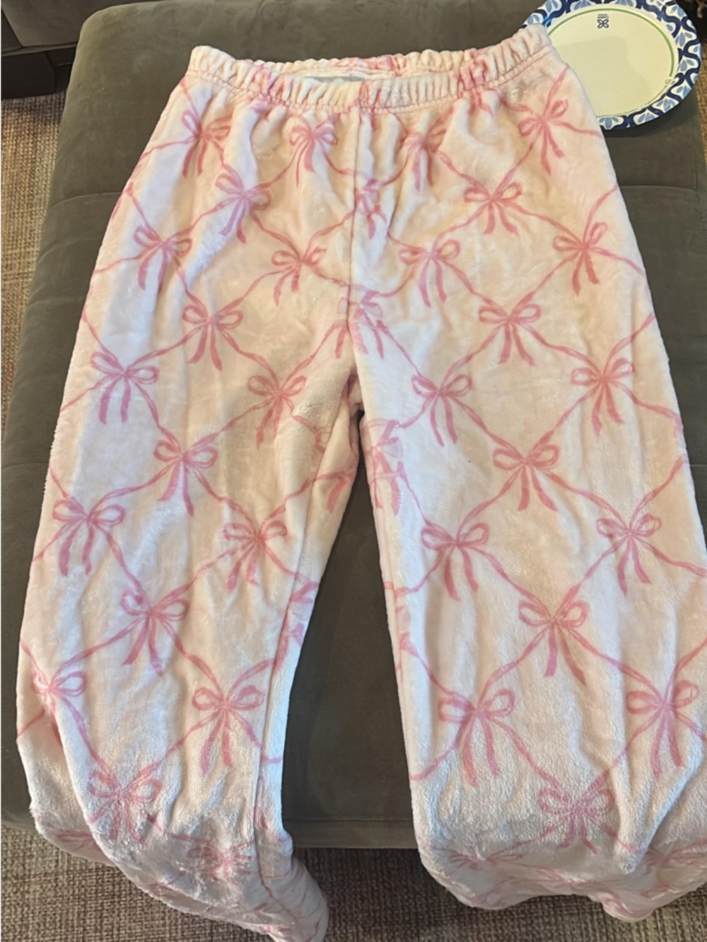Girls' Pink Bow Print Plush Pajama Pants